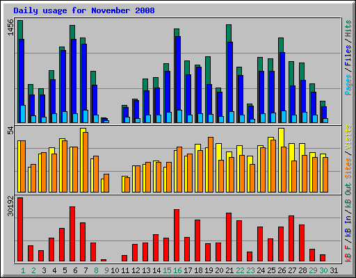 Daily usage for November 2008