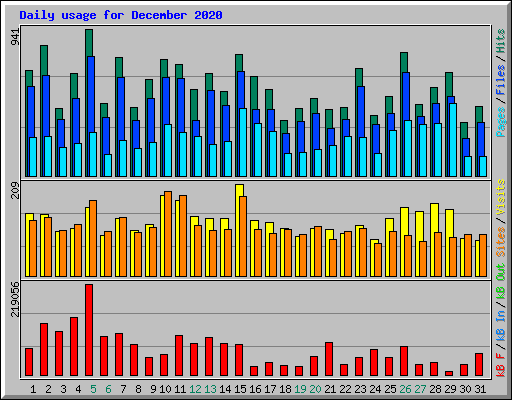 Daily usage for December 2020