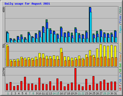 Daily usage for August 2021