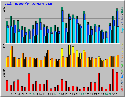 Daily usage for January 2023